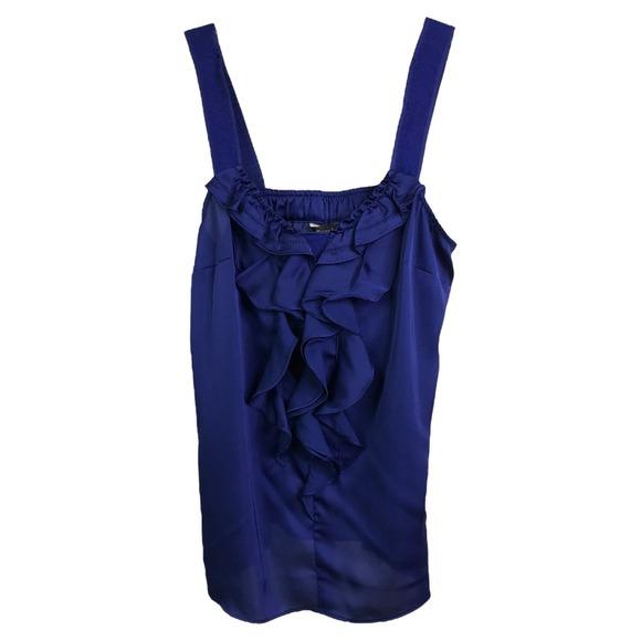 White House Black Market Tops - White House Black Market Women's Blouse Ruffle Sleeveless Blue Stretch Top Sz XS